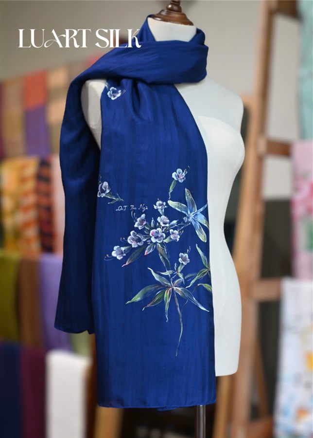 Khăn lụa tơ tằm vẽ tay (85x180cm) 