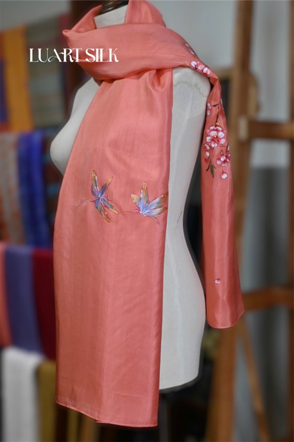 Khăn lụa tơ tằm vẽ tay (85x180cm) 