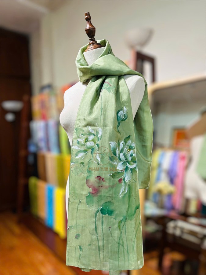 Khăn lụa tơ tằm vẽ tay (85x180cm) 