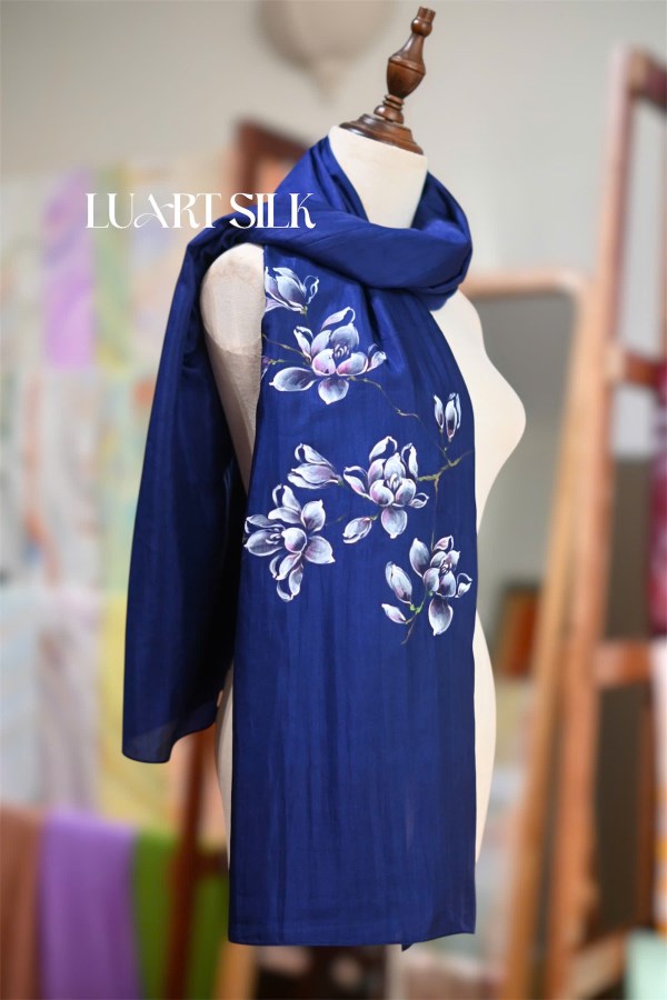 Khăn lụa tơ tằm vẽ tay (85x180cm) 